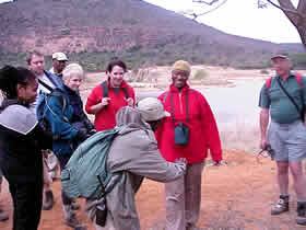 Jan telling Molly why the hippo "wags" its tail